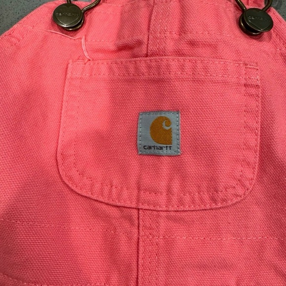 Carhartt Girls Pink Overalls 18M Infant Baby Toddler Bib Pants Durable Workwear - Picture 1 of 7
